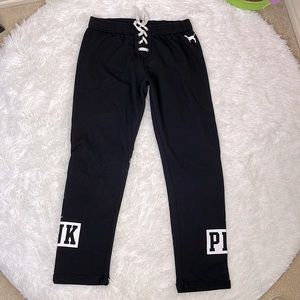 VS PINK football style lace-up ankle sweats